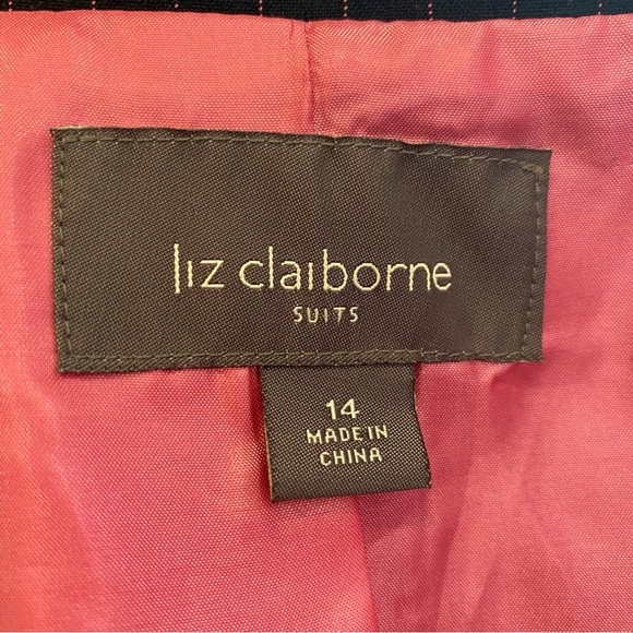 Liz Claiborne Suits Black Pink Pinstripe Blazer Suit Jacket - Picture 7 of 11